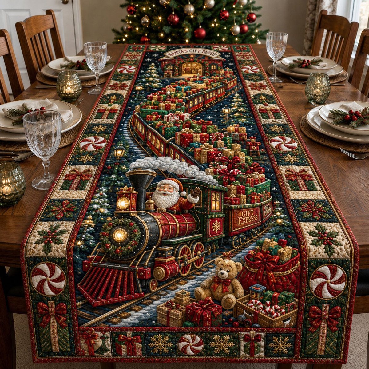 Santa Gift Express Table Runner - Made to Order TABLE928