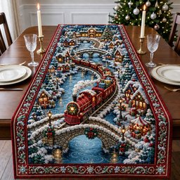 Winter Bridge Train Table Runner - Made to Order TABLE928