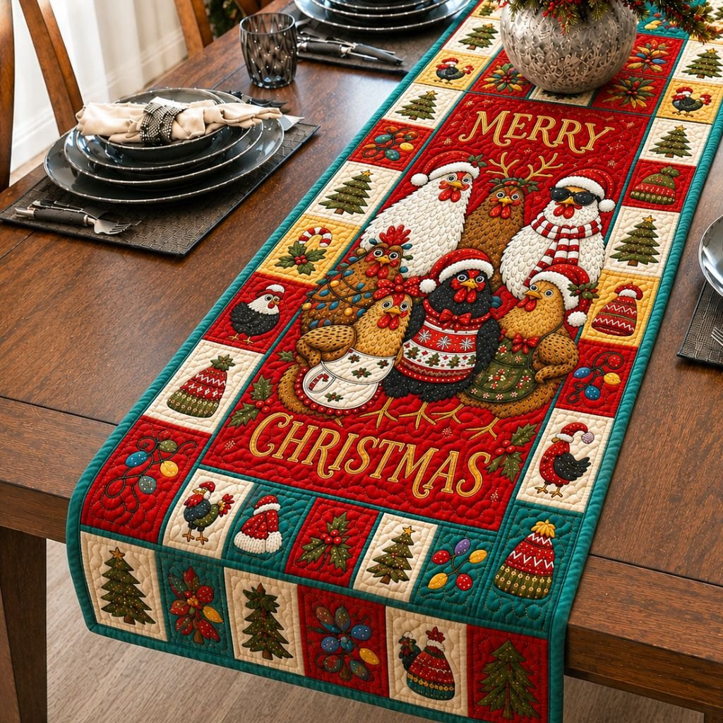 Chicken Holiday Christmas Table Runner - Made to Order TABLE928