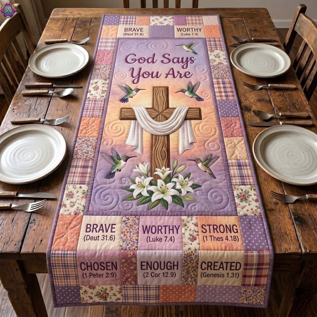 You Are Brave Worthy and Strong Table Runner - Made to Order TABLE928