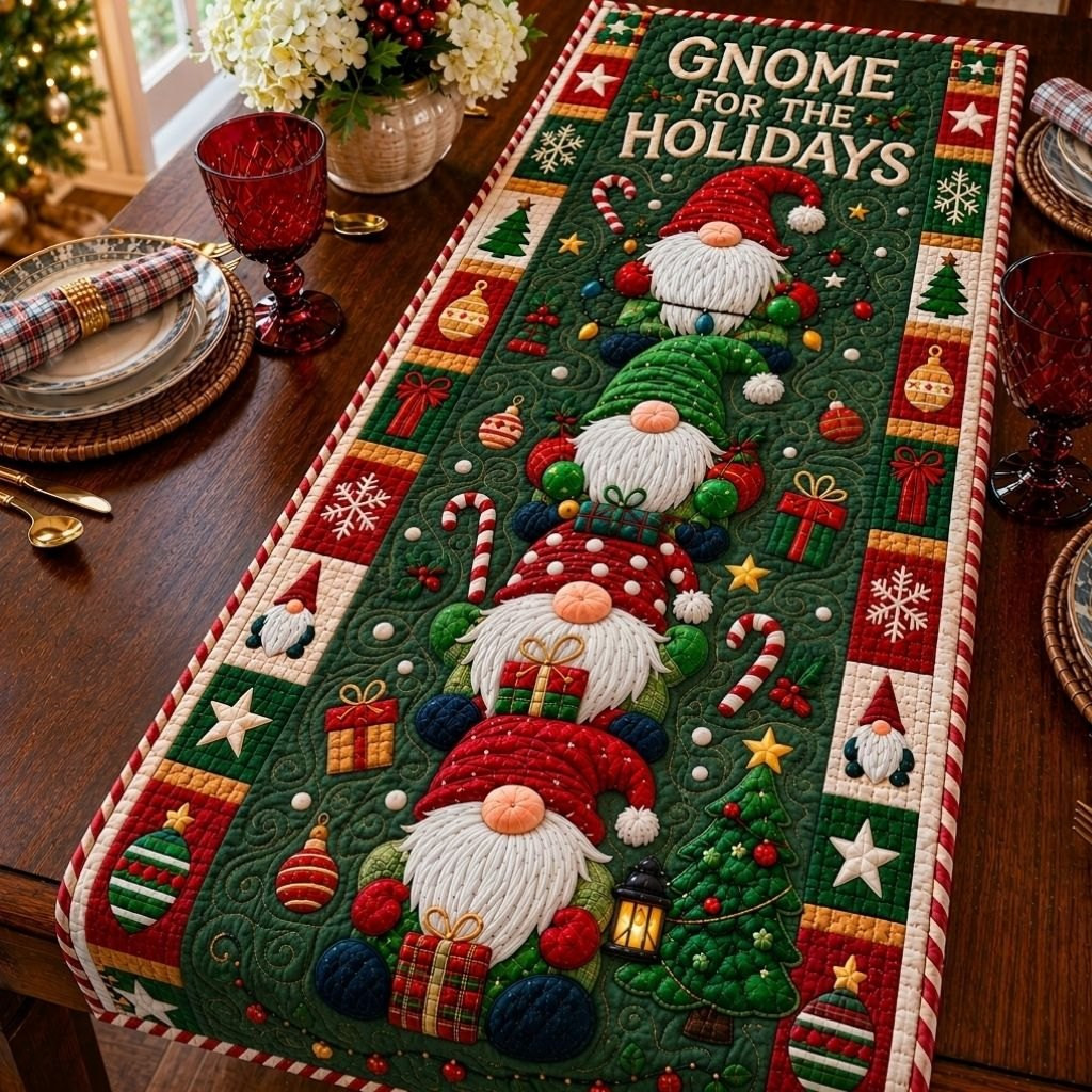 Jolly Gnome Holidays Table Runner - Made to Order TABLE928