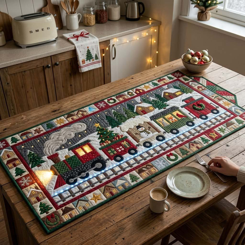 Red Christmas Express Train Table Runner - Made to Order TABLE928