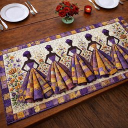 Women in Purple and Gold Gowns Table Runner - Made to Order TABLE928