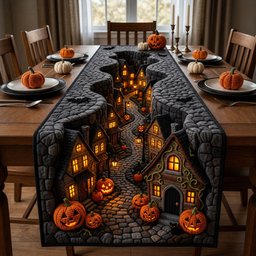 Midnight Village Crochet Table Runner - Made to Order TABLE928