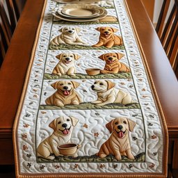 Yellow Labradors in Framed Blocks Table Runner - Made to Order TABLE928
