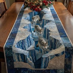 Wolves on Frozen Cliff Path Table Runner - Made to Order TABLE928