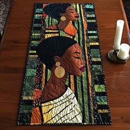 Woman in White Wrap with Hoop Earring Table Runner - Made to Order TABLE928