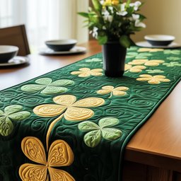 Yellow Shamrocks on Deep Green Table Runner - Made to Order TABLE928