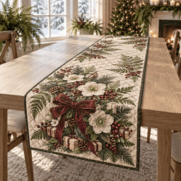 Holiday Fern Christmas Quilted Table Runner TABLE928