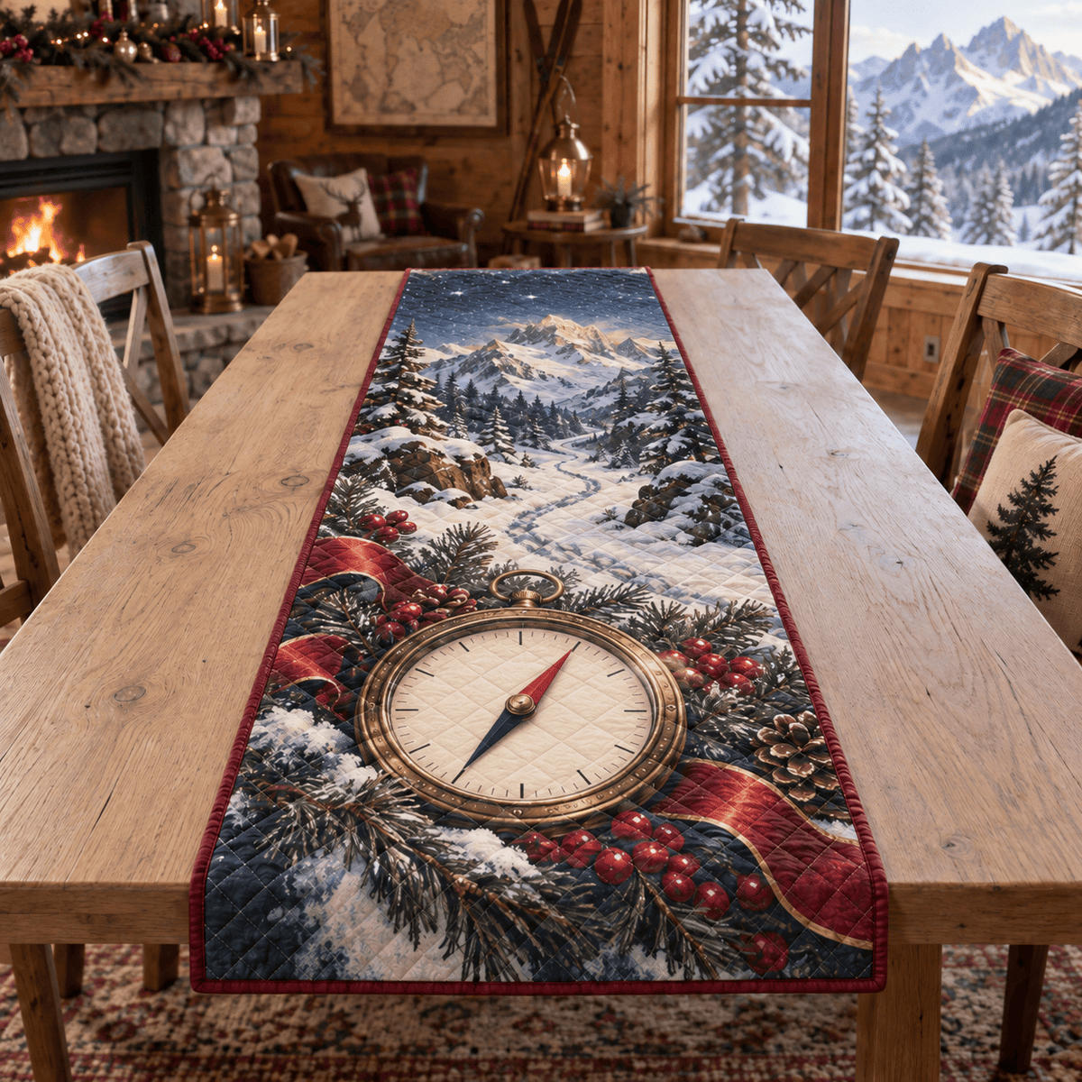 Holiday Compass Christmas Quilted Table Runner TABLE928