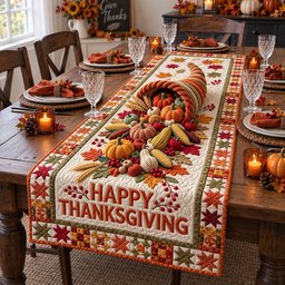 Happy Thanksgiving Harvest Table Runner - Made to Order TABLE928