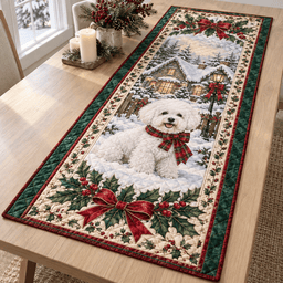 Bichon Frise Christmas Quilted Table Runner TABLE928
