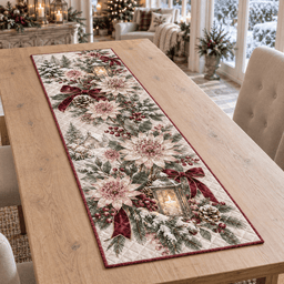 Winter Astrantia Christmas Quilted Table Runner TABLE928