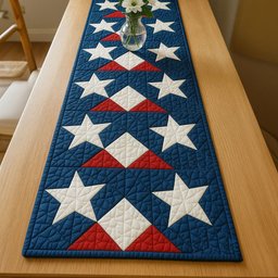 White Stars on Navy Blocks Table Runner - Made to Order TABLE928