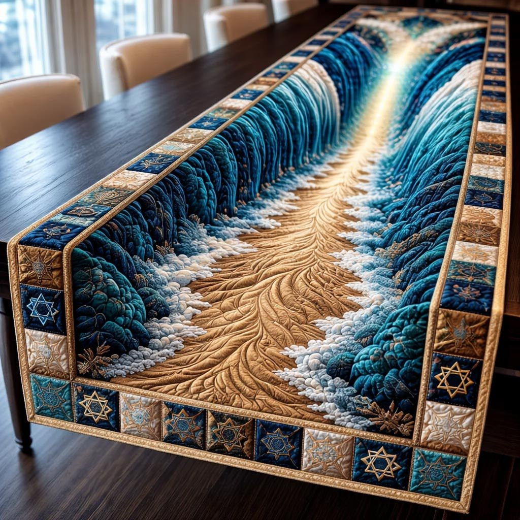 Wide Sand Path Between Waves Table Runner - Made to Order TABLE928