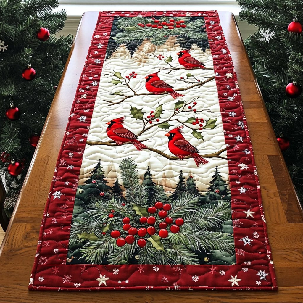 Winter Cardinal Delight Table Runner - Made to Order TABLE928
