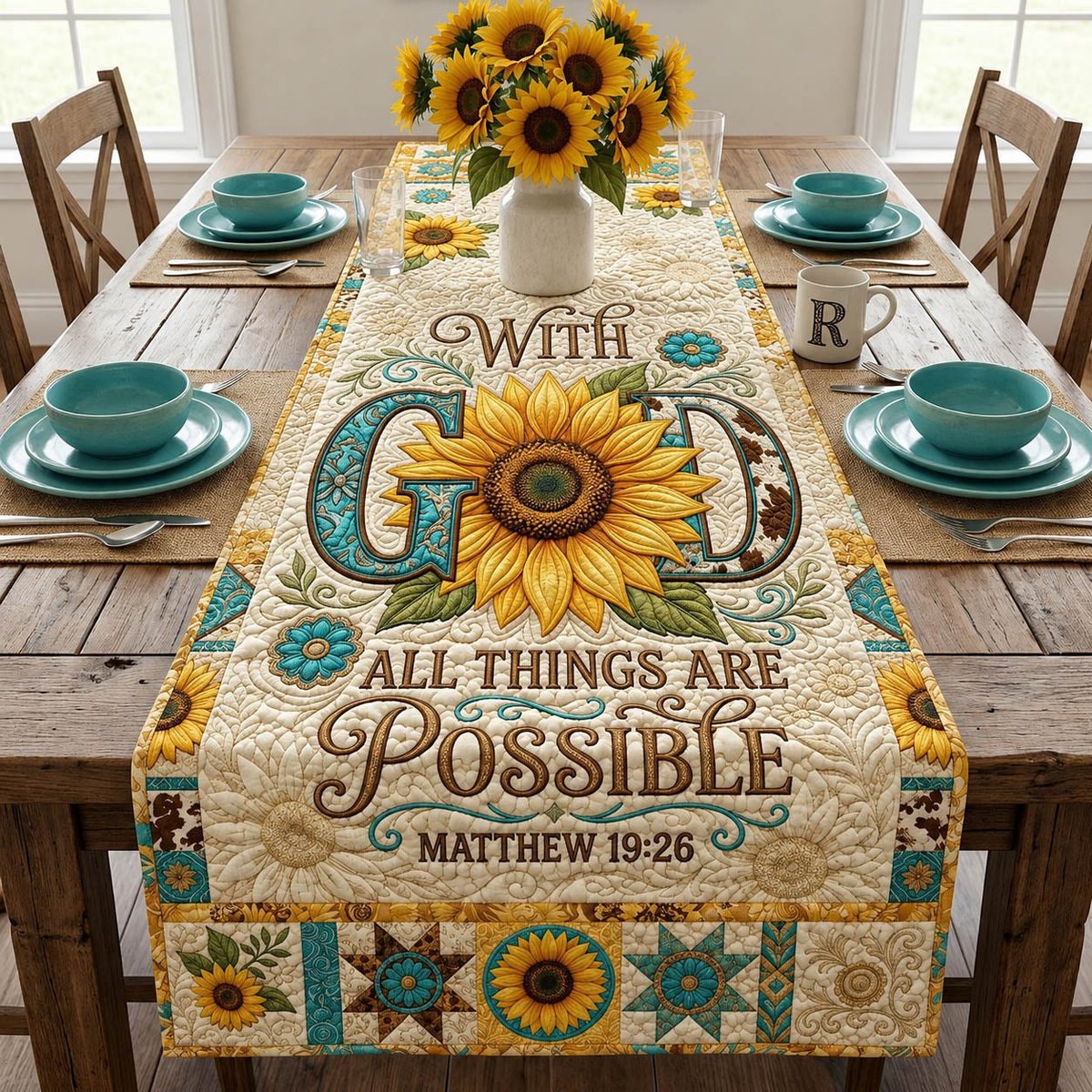 With God All Things Are Possible Table Runner - Made to Order TABLE928