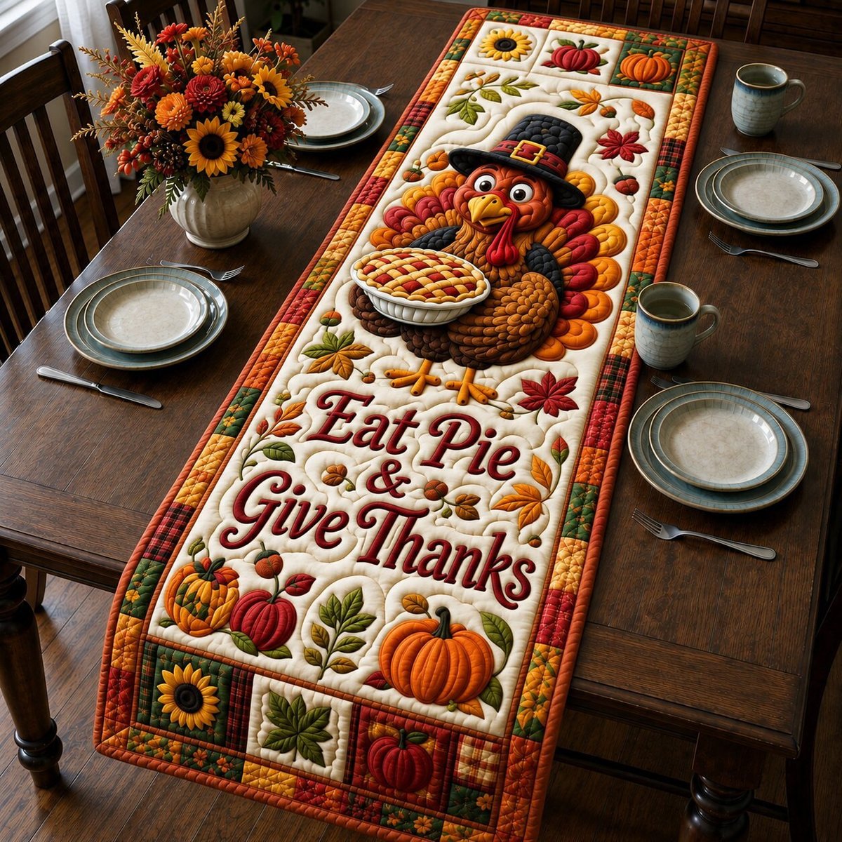 Eat Pie And Give Thanks Table Runner - Made to Order TABLE928