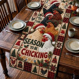 Christmas Chicken Cheer Table Runner - Made to Order TABLE928