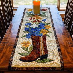Wildflower Bouquet in Cowboy Boot Table Runner - Made to Order TABLE928