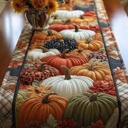 White Pumpkins with Leopard Print Table Runner - Made to Order TABLE928