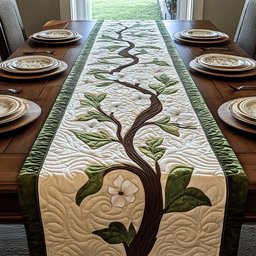 Winding Branch with White Blossoms Table Runner - Made to Order TABLE928