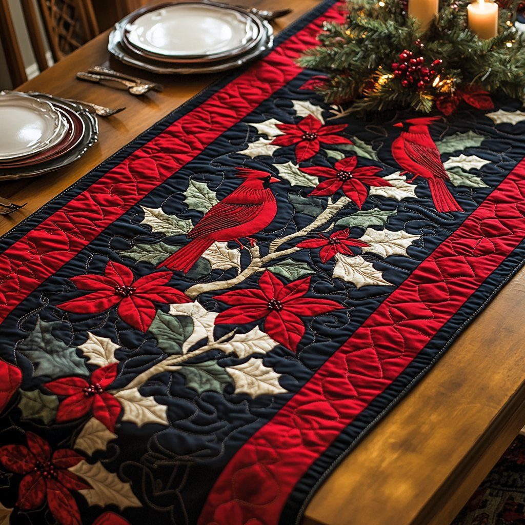 White Leaf Cardinal Table Runner - Made to Order TABLE928