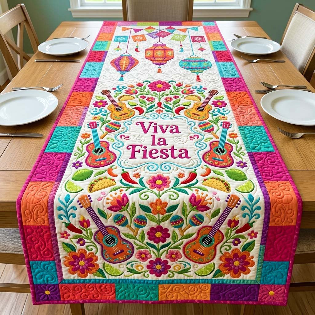 Viva la Fiesta with Guitars Table Runner - Made to Order TABLE928