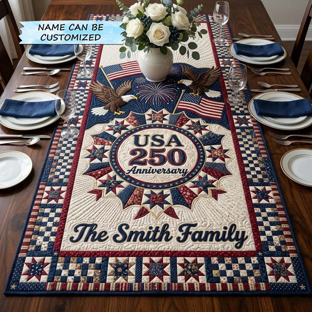 USA 250 Anniversary Medallion Table Runner - Made to Order TABLE928