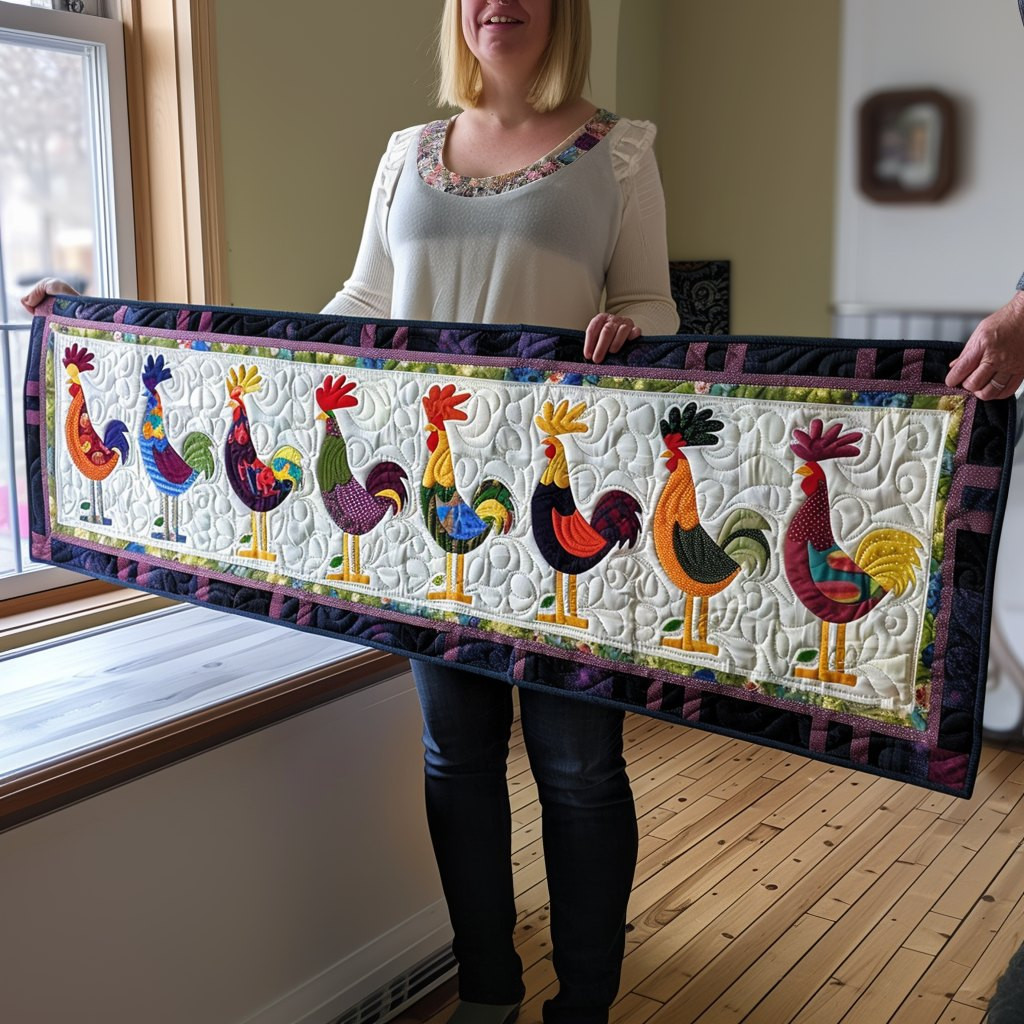 Whimsical Roosters Table Runner - Made to Order TABLE928