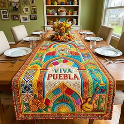Viva Puebla Arch with Guitars Table Runner - Made to Order TABLE928