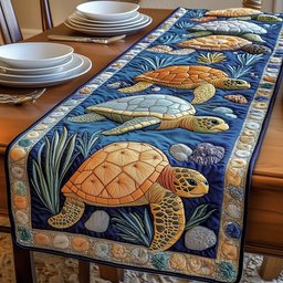 Turtles Among Seagrass and Stones Table Runner - Made to Order TABLE928