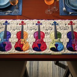 Violins on Sheet Music Panel Table Runner - Made to Order TABLE928
