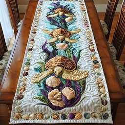Turtles with Shells on Cream Table Runner - Made to Order TABLE928