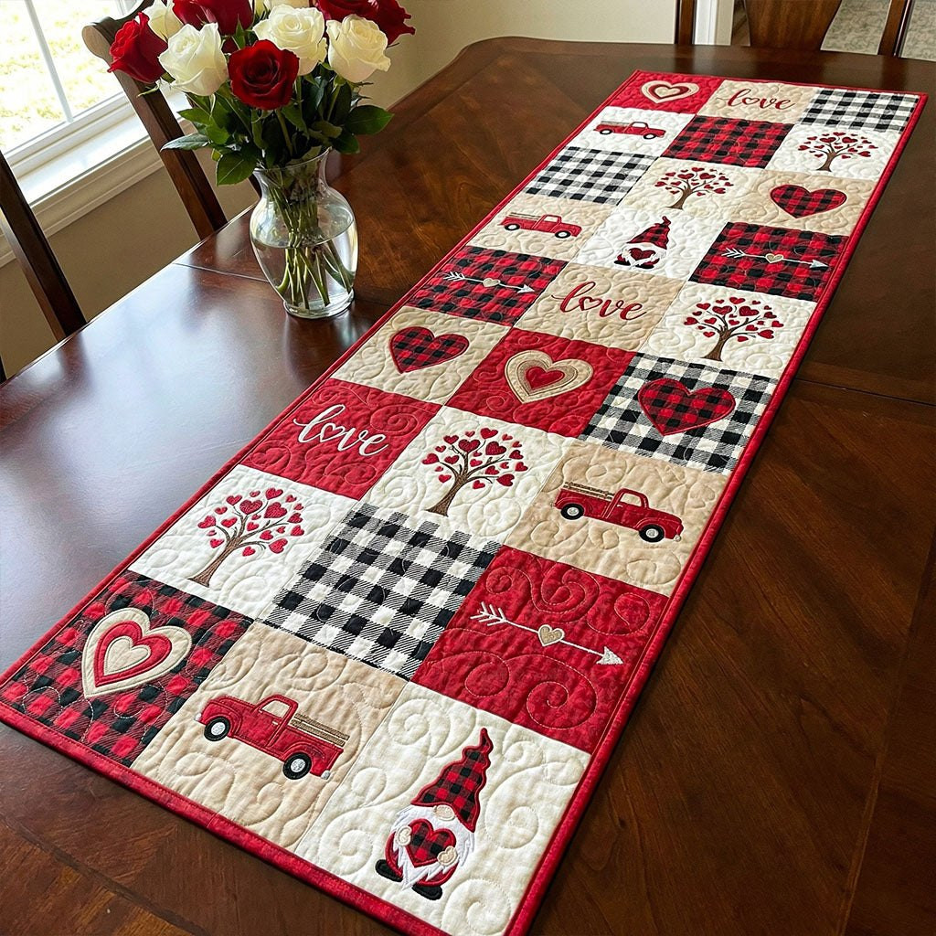 Valentine Blocks with Red Truck Table Runner - Made to Order TABLE928