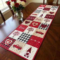 Valentine Blocks with Red Truck Table Runner - Made to Order TABLE928