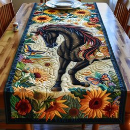 Vivid Black Horse Table Runner - Made to Order TABLE928