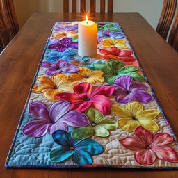 Vivid Tropical Blooms with Blue Butterfly Table Runner - Made to Order TABLE928
