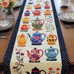Vintage Teapot Charm Table Runner - Made to Order TABLE928