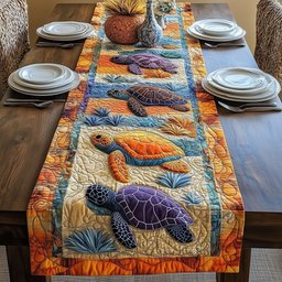 Turtles with Orange Sunset Border Table Runner - Made to Order TABLE928