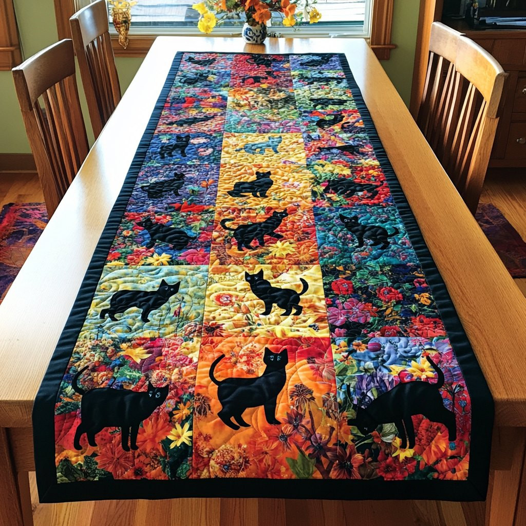 Vibrant Cute Cat Table Runner - Made to Order TABLE928
