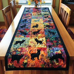 Vibrant Cute Cat Table Runner - Made to Order TABLE928