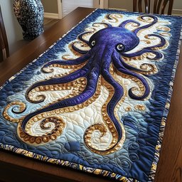Violet Octopus with Gold Suckers Table Runner - Made to Order TABLE928