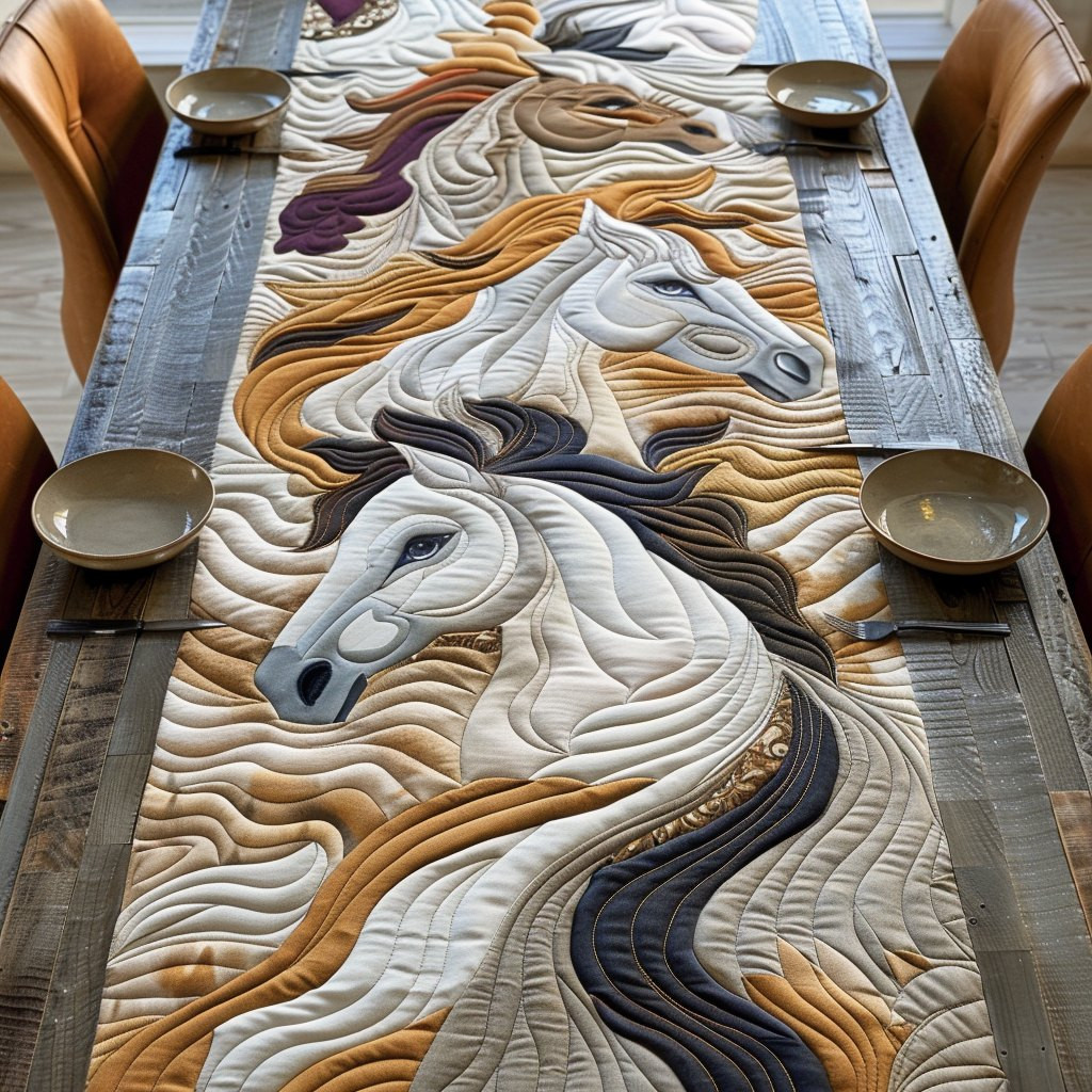 White Horse Head in Profile Table Runner - Made to Order TABLE928
