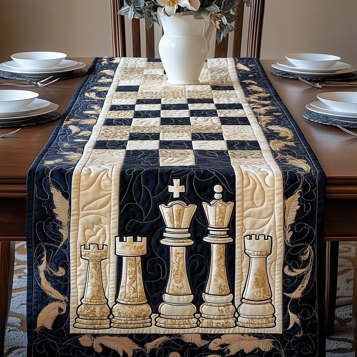 Vintage Chess Table Runner - Made to Order TABLE928
