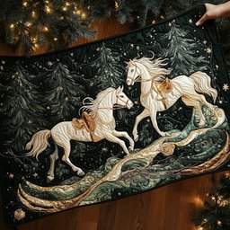 White Horses in the Forest Table Runner - Made to Order TABLE928