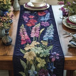 Twilight Delphinium Table Runner - Made to Order TABLE928