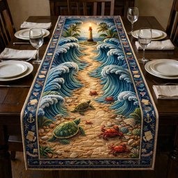 Turtles and Crabs Between Waves Table Runner - Made to Order TABLE928