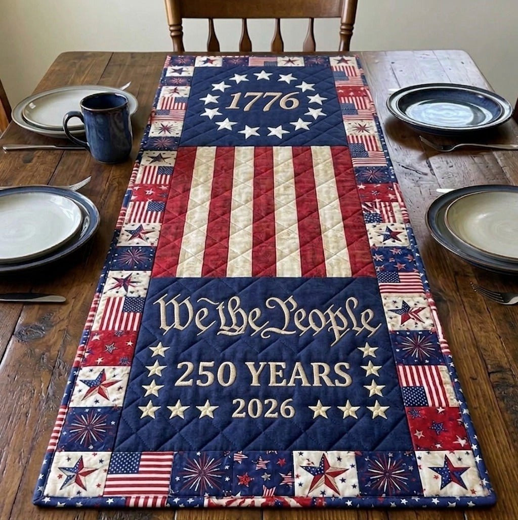 We The People 250 Years 2026 MU88 Table Runner - Made to Order TABLE928