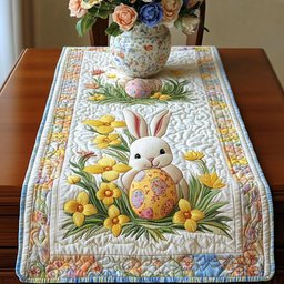 White Bunny with a Yellow Egg Table Runner - Made to Order TABLE928
